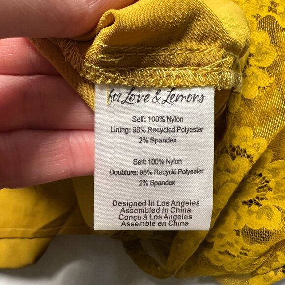 NWT For Love and Lemons Tiana Lace Mini Dress Yellow One-Shoulder Party XS - Picture 15 of 16